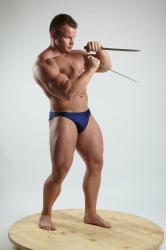 Man Adult Muscular White Fighting with sword Fight Underwear
